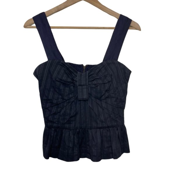 leifsdottir Tops - LEIFSDOTTIR | Anthropologie Navy Blue Striped Cropped Peplum Blouse | Size 4